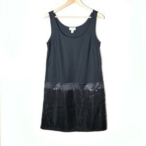 LOFT Black Sleeveless Dress with Sequin Detail